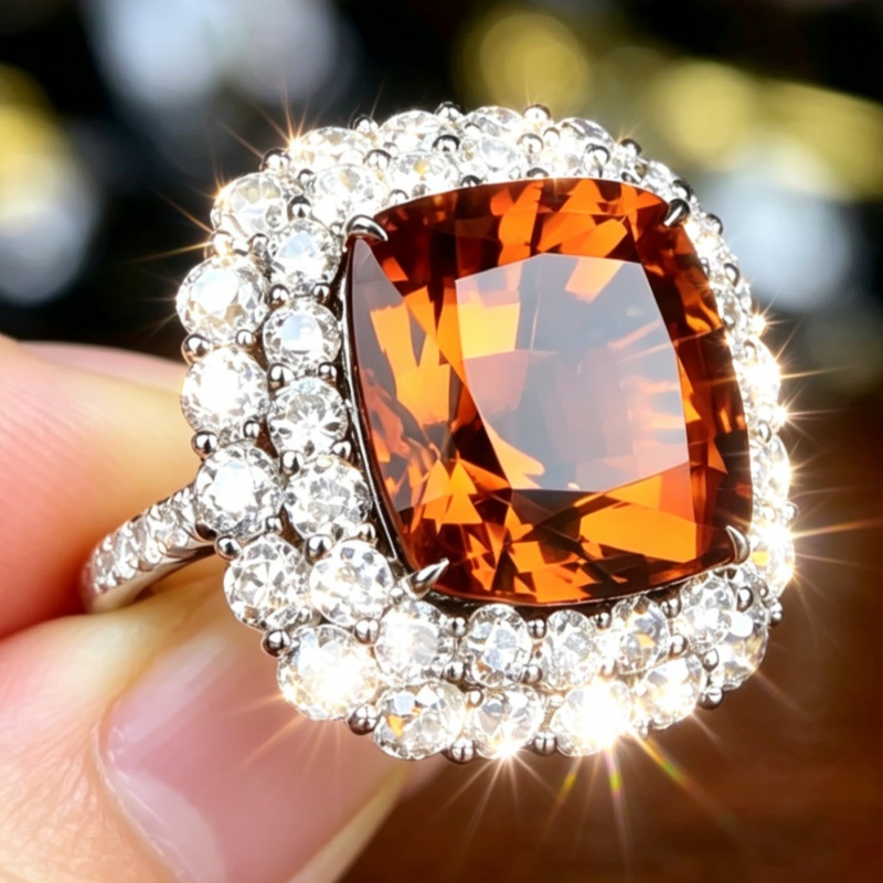 Retro Luxury Inlay Shiny Zirconia Wide Ring, Elegant Design